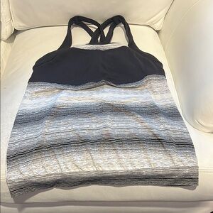 Black and White Striped Athleta Tank - XL